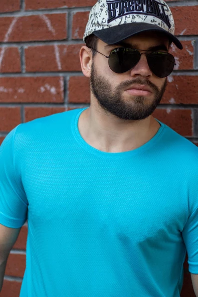 Turkuaz Basic Rahat İnce Petek Kumaş Spor Erkek Tshirt 22ETSHPORT - 6