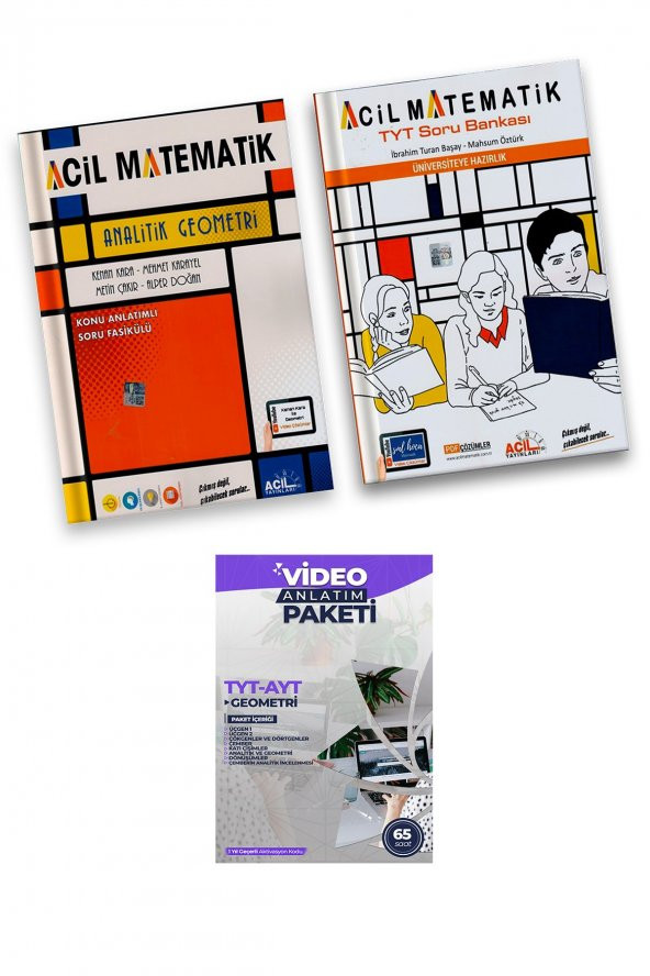 Acil Yayınları Analitik Geometri + TYT Matematik Soru Bankası + Video Anlatım Hediyeli Set