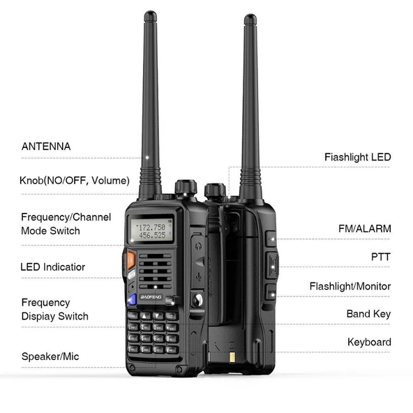 Valkyrie Baofeng UVS9 Plus 8W 2800mAh FM UHF/VHF El Telsiz - 4