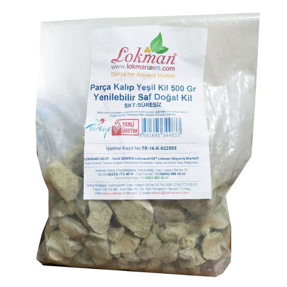 Saf Doğal Yenilebilir Maskelik Kil Parça Kalıp Yeşil Kil 500GR - 4