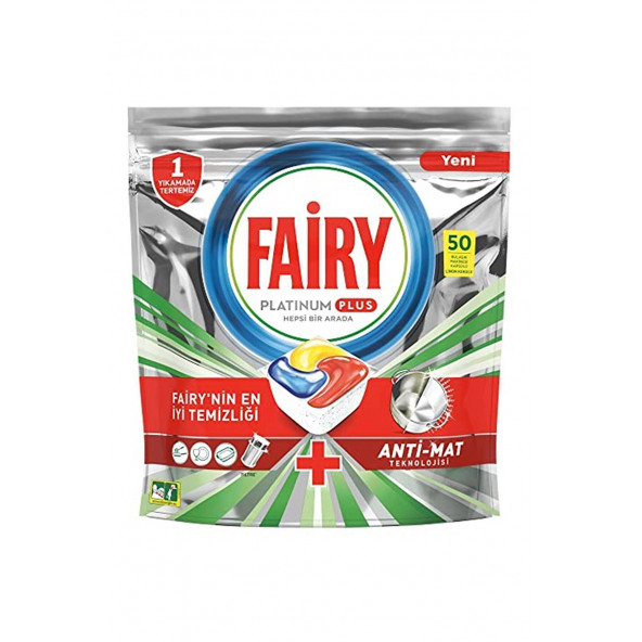 Fairy Platinum Plus 50 Yıkama Bulaşık Makinesi Deterjanı Kapsülü Tableti Limon Kokulu