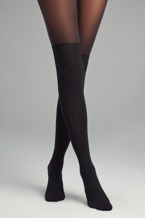Kadın Siyah Over Knee Külotlu Çorap | Pcdp623k19sk - 1