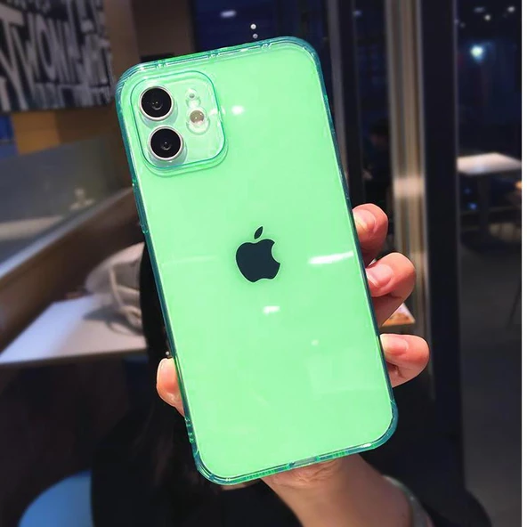 İphone Renkli Şeffaf Silikon 2.0mm Kamera Korumalı Telefon Kılıfı - 8