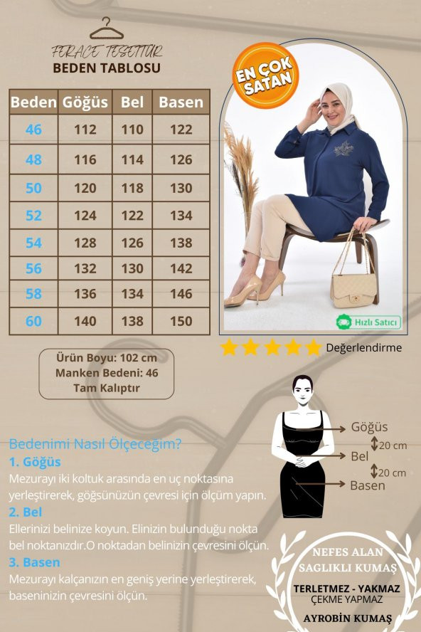 Kadın Büyük Beden Yaprak Baskılı Gömlek Tunik - 2