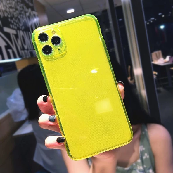 İphone Renkli Şeffaf Silikon 2.0mm Kamera Korumalı Telefon Kılıfı - 11
