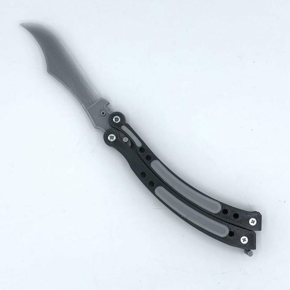 CS Go Plastik Kelebek Bıçak Sallama Stres Atma Gümüş Gri Açık Gri