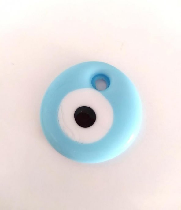 Nazar Boncuğu 1 Adet 4 CM Turkuaz Delikli Dekoratif Ağaç Bahçe Ev Süsleme - 2