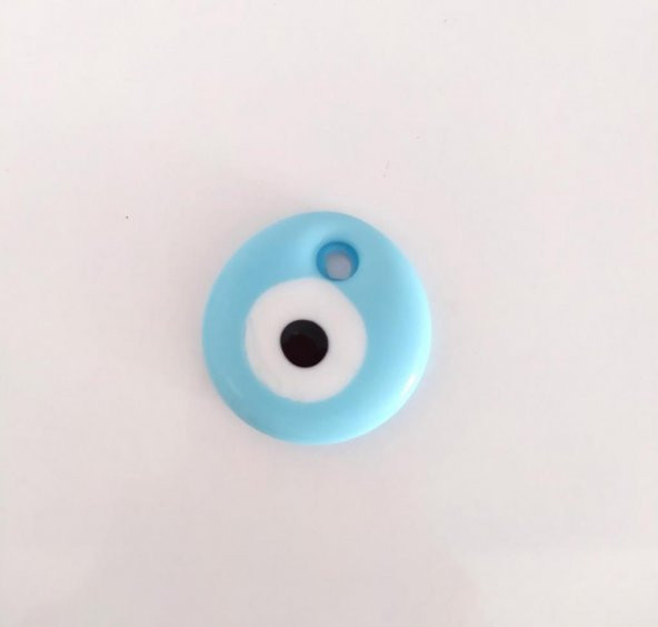 Nazar Boncuğu 1 Adet 3 CM Turkuaz Delikli Dekoratif Ağaç Bahçe Ev Süsleme - 2