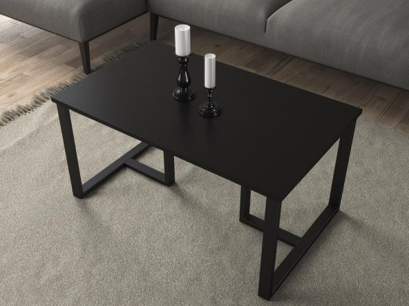 Woodn Love Ada Premium Metal Ayaklı Orta Sehpa - Siyah / Siyah - 3