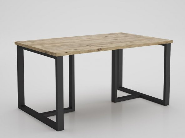 Woodn Love Ada Metal Ayaklı Orta Sehpa - Atlantik Çam / Siyah - 5
