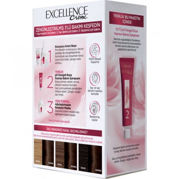 LOréal Paris Excellence Creme Saç Boyası - 4 Koyu Kahve - 3