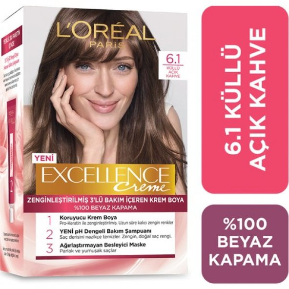 Loréal Paris Excellence Creme Saç Boyası 6.1 Küllü Açık Kahve