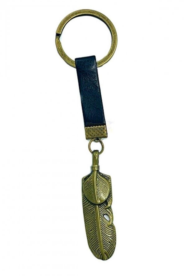 Metal Tüy Temalı Deri Anahtarlık - Resim 2