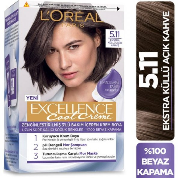 L’Oréal Paris Excellence Cool Creme Saç Boyası – 5.11 Ekstra Küllü Açık Kahve - 1