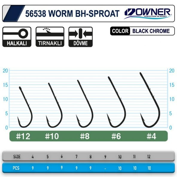 Owner 56538 Worm Bh-Sproat Black Chrome İğne no:4