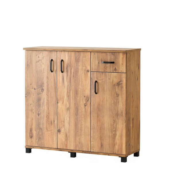 Erezoğulları Mobilya Ahşap Çekmeceli 3 Kapaklı Ayakkabılık Çok Amaçlı Dolap