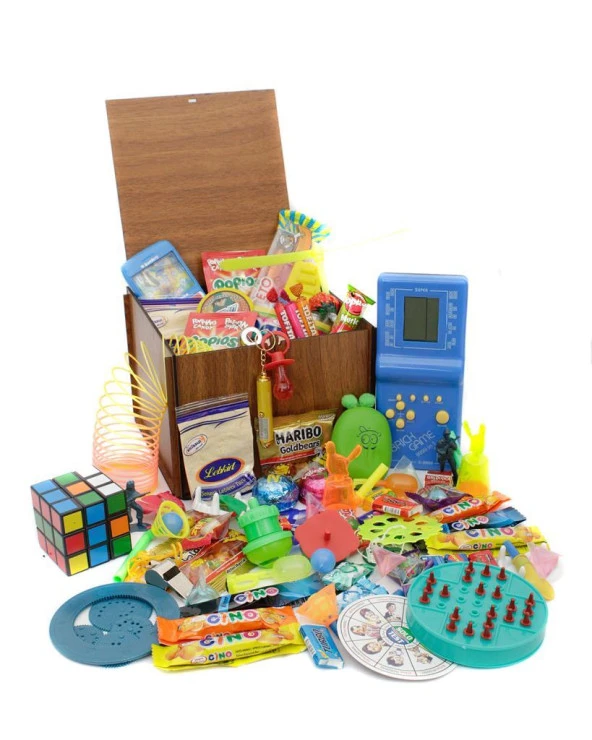 Nostaljik Lezzetler Ahşap Gıda Ve Oyuncak Kutusu Mavi Tetrisli - 2