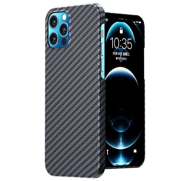 Apple iPhone 12 Pro Max Kılıf Wireless Şarj Destekli Karbon Fiber Mag-safe Kapak