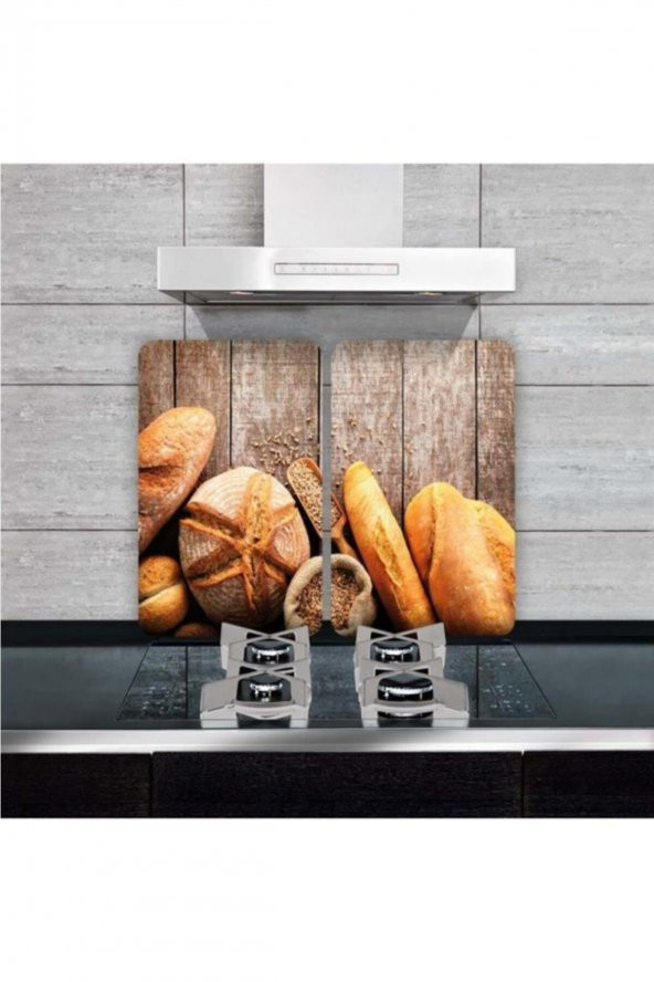 Cam Ocak Koruyucu Ve Kesim Tablası Ekmek (80cm X 52cm) 2 Parça, 5li Ocaklar - Resim 3