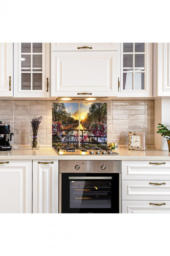 Cam Ocak Koruyucu ve Kesim Tablası Amsterdam (80cm x 52cm) 2 Parça, 5li Ocaklar ürün görseli