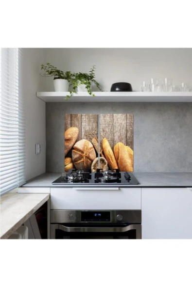 2' li 30x52 cm Cam Ocak Koruyucu Ekmek Desenli - Resim 2