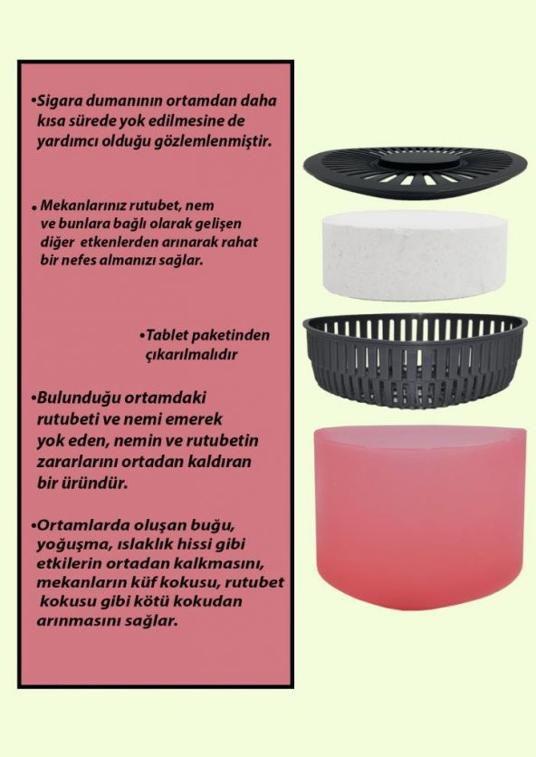 Nem Alıcılı Ve Rutubet Giderici  Aparat - 500 Gr -Üçgen Kırmızı Meyve 2Li (Tablet Dahil) - Resim 2