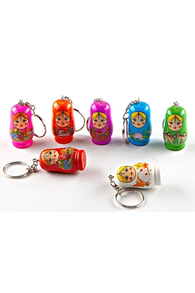 Ahşap Matruşka Bebek Anahtarlık Sarı - 2