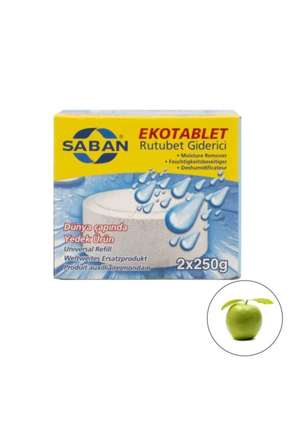 Nem Alıcı Rutubet Giderici Yedek Tablet 2 x 250 Gram Yeşil Elma