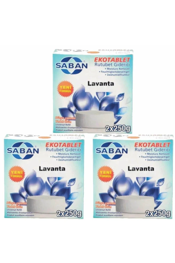 Nem Alıcı Rutubet Giderici Yedek Tablet 3'lü 2 x 250 Gram Lavanta