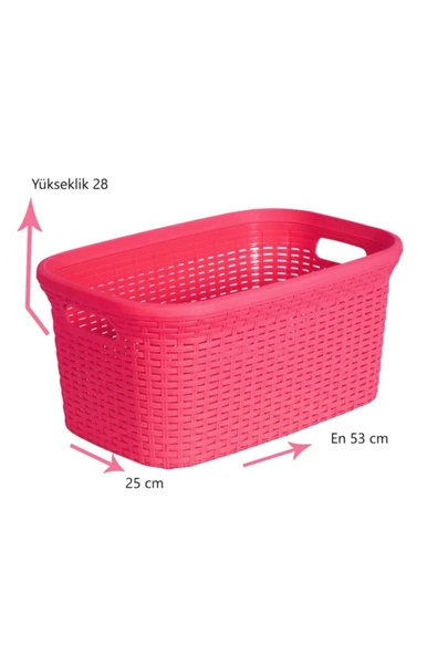 Fusya, Hasır Desenli Plastik Çamaşır Selesi - 25x35x53cm - Resim 3