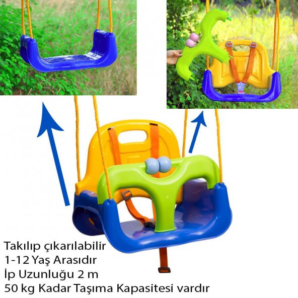 Çocuk Salıncağı - Salıncak Emniyet Kemerli MAVİ - 2