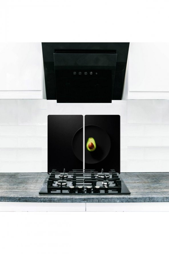 Cam Ocak Koruyucu ve Kesim Tablası Avokado (80cm x 52cm) 2 Parça, 5li Ocaklar