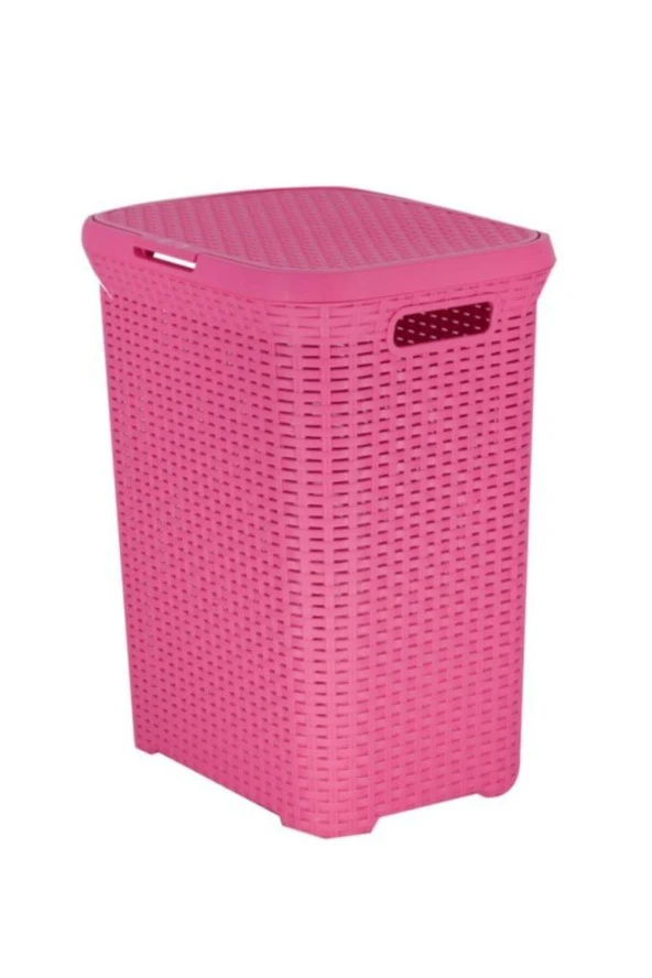 Pembe Hasır Desenli Plastik Çamaşır Sepeti - 2