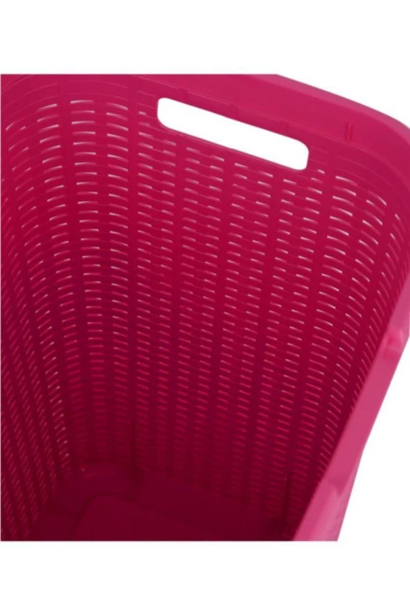 Pembe Hasır Desenli Plastik Çamaşır Sepeti - 5