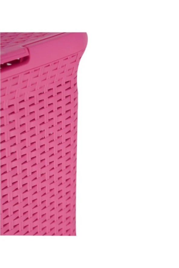 Pembe Hasır Desenli Plastik Çamaşır Sepeti - 6