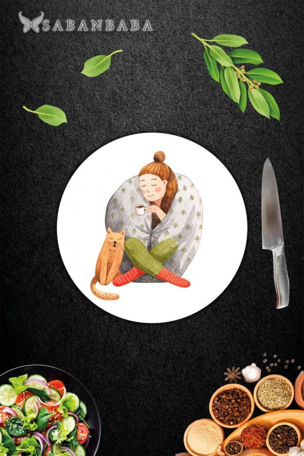 Alone Cam Kesme Tahtası - Sunum Tabağı| Çap 20 - Resim 2