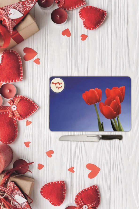 Sevgililer Günü Sevgiliye Özel Yazılı Cam Kesme Tahtası |Sv6| 20 Cm X 30 Cm ürün görseli