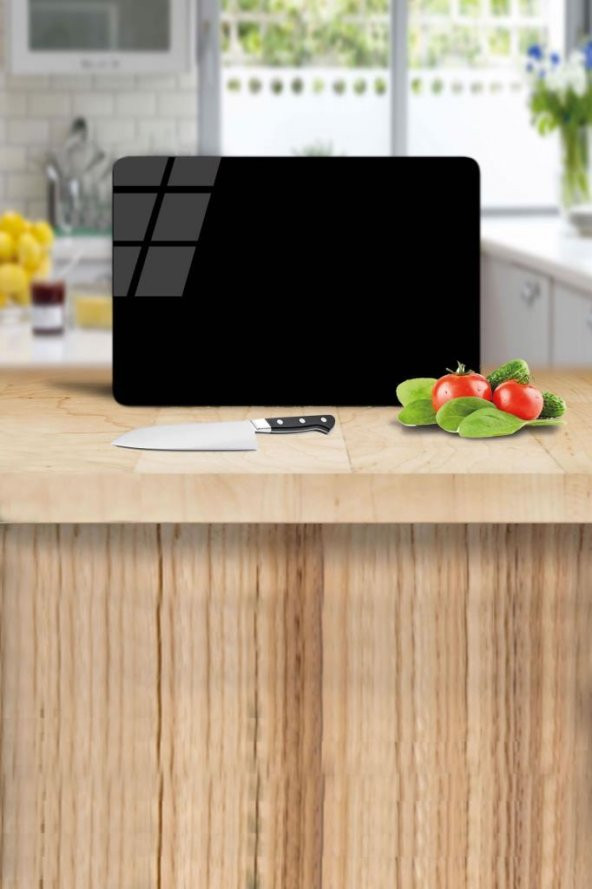 20x30 cm Düz Siyah Desenli Cam Kesim Tablası ürün görseli