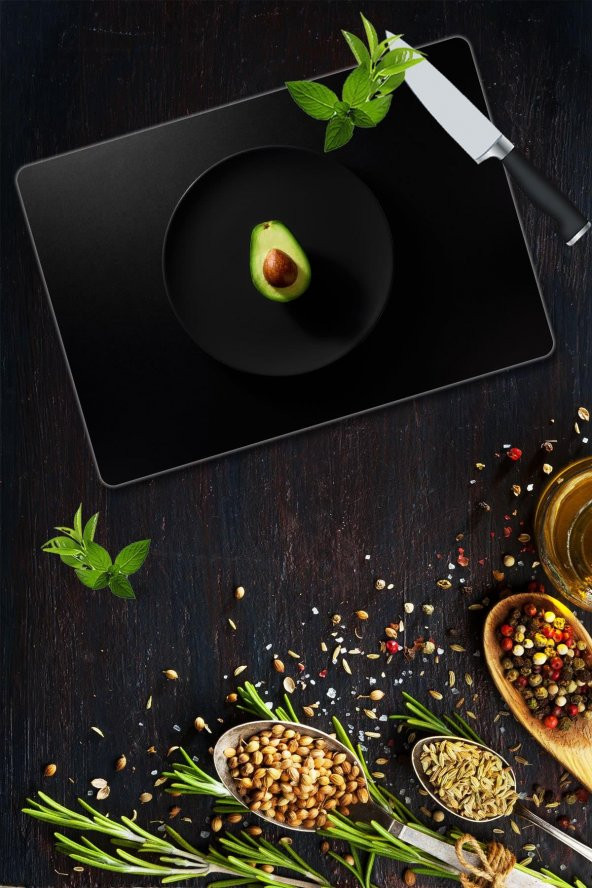 Avokado Desenli Cam Kesme Tahtası| 30 Cm X 40 Cm - Resim 2