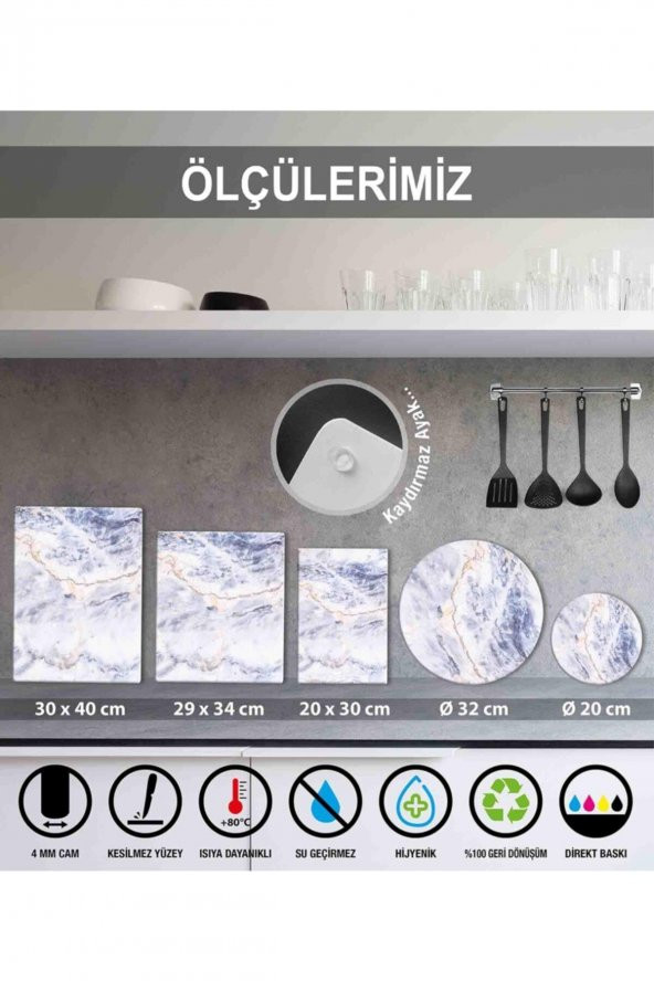 İkili Baykuş Cam Kesme Tahtası - Cam Kesme Tablası | 30 Cm X 40 Cm - 7
