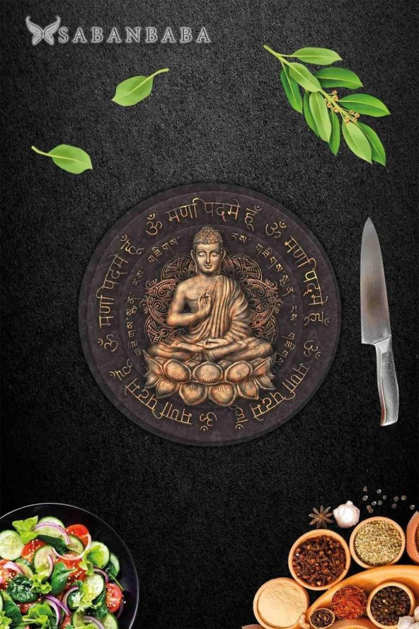 Put Desenli Cam Kesme Tahtası - Cam Kesme Tablası - Sunum Tabağı| Çap 32 Cm - Resim 2