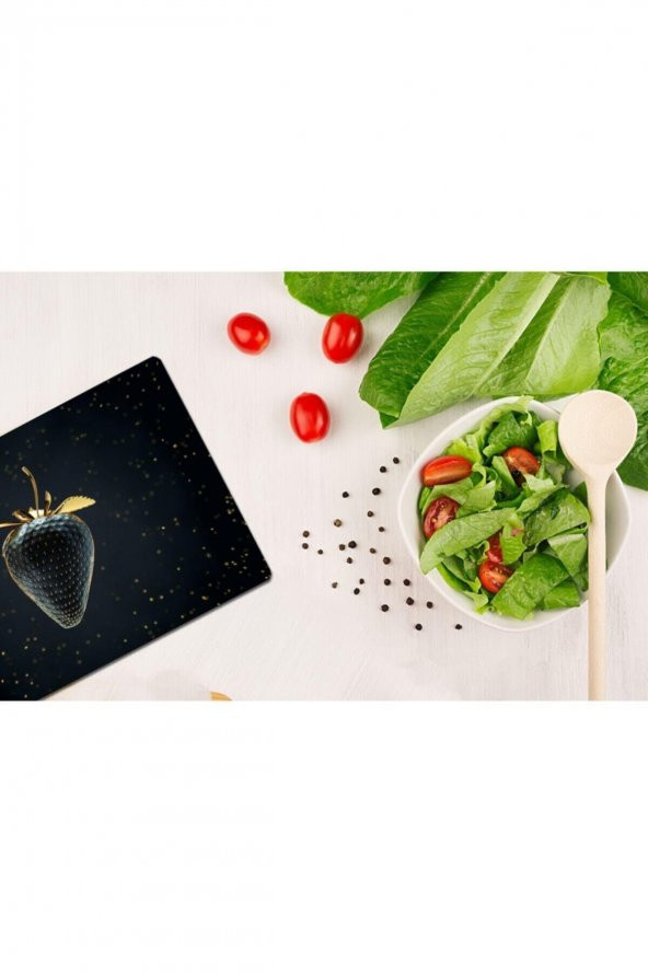 Altın Çilek Cam Kesme Tahtası - Cam Kesme Tablası | 20 Cm X 30 Cm - Resim 3