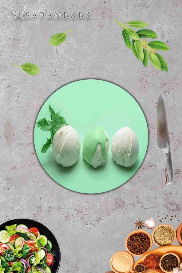 Cold Desenli Cam Kesme Tahtası - Cam Kesme Tablası - Sunum Tabağı| Çap 32 Cm - Resim 2