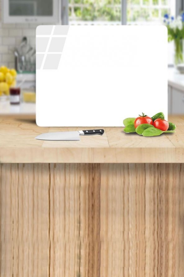 Düz Beyaz Cam Kesme Tahtası - Cam Kesme Tablası | 30 Cm X 40 Cm - 1