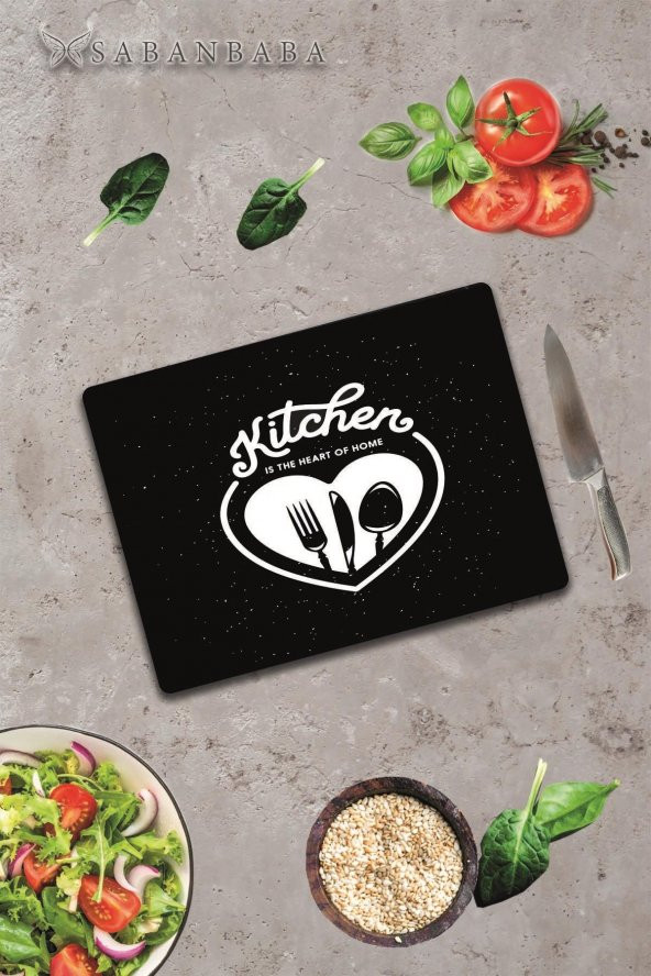 Heart Of Kitchen Cam Kesme Tahtası - Cam Kesme Tablası  | 30 cm x 40 cm ürün görseli