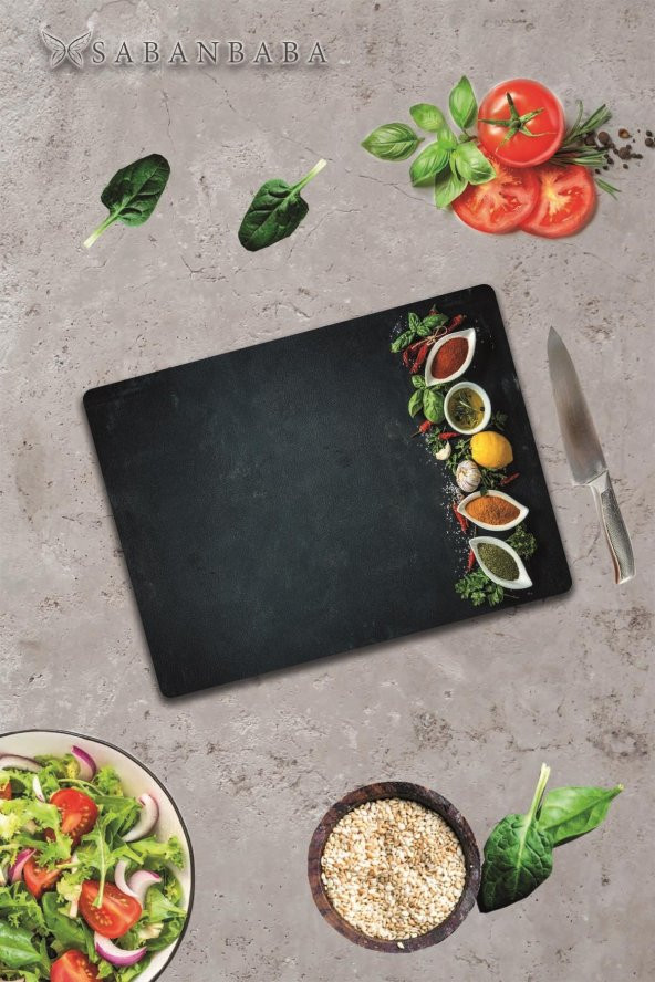 Baharatlıklar Cam Kesme Tahtası - Cam Kesme Tablası  | 20 cm x 30 cm - 2
