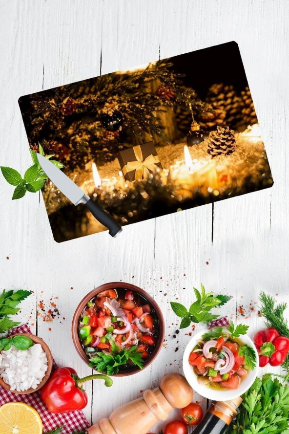 Yeni Yıl | Cam Kesme Tahtası - Cam Kesme Tablası |30 cm x 40 cm ürün görseli