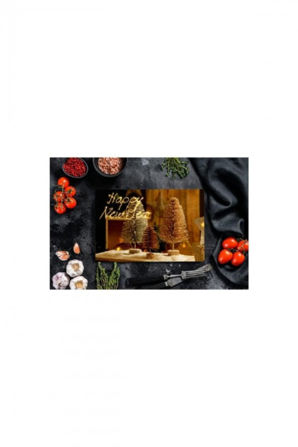 Mutlu Yıllar | Cam Kesme Tahtası - Cam Kesme Tablası | 30 cm x 40 cm - Resim 3