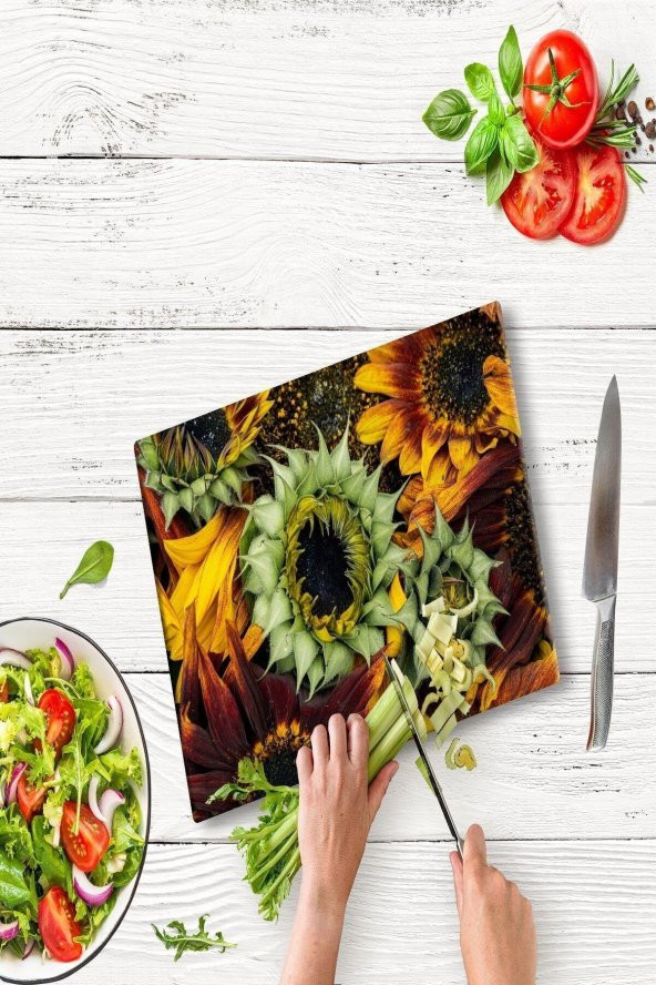Ayçiçeği | Cam Kesme Tahtası - Cam Kesme Tablası | 30 Cm X 40 Cm ürün görseli