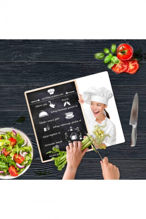 Mutfak Kuralları | Cam Kesme Tahtası - Cam Kesme Tablası | 30 Cm X 40 Cm ürün görseli